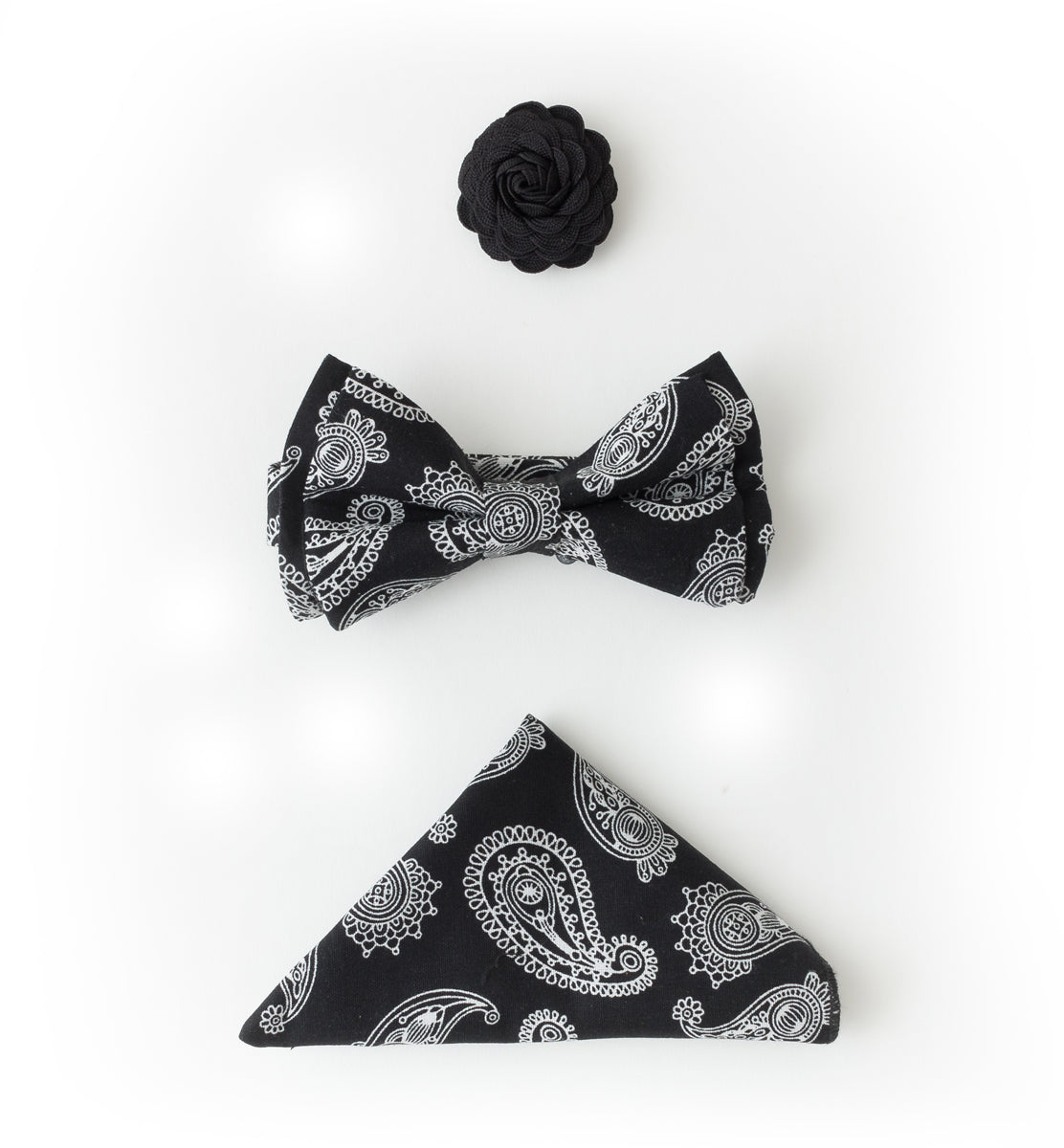 Bowtie, Pocket Square and Lapel Button Set