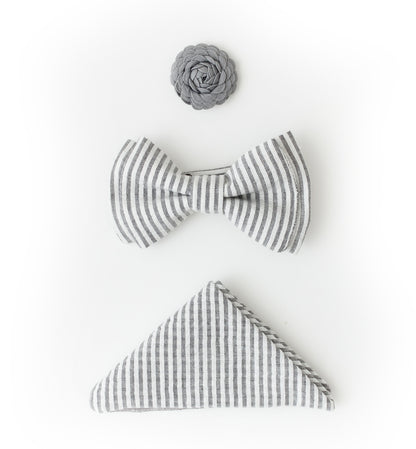 Bowtie, Pocket Square and Lapel Button Set