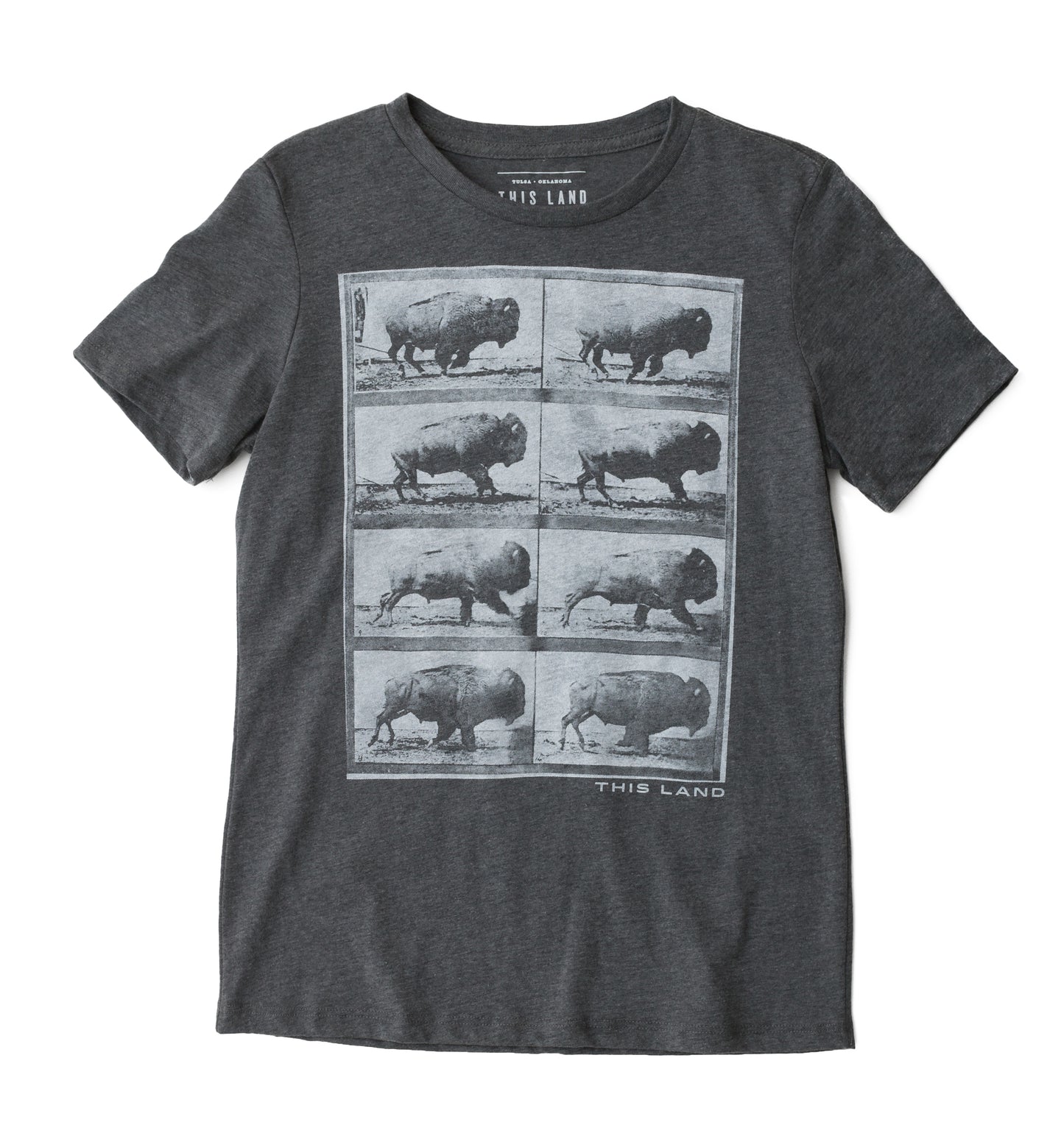 Women's Running Bison T-Shirt - Heather Charcoal