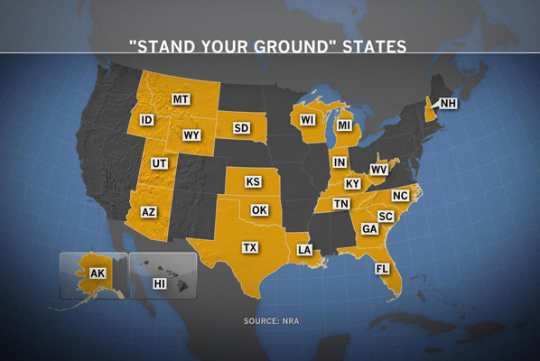 Stand Your Ground States Map